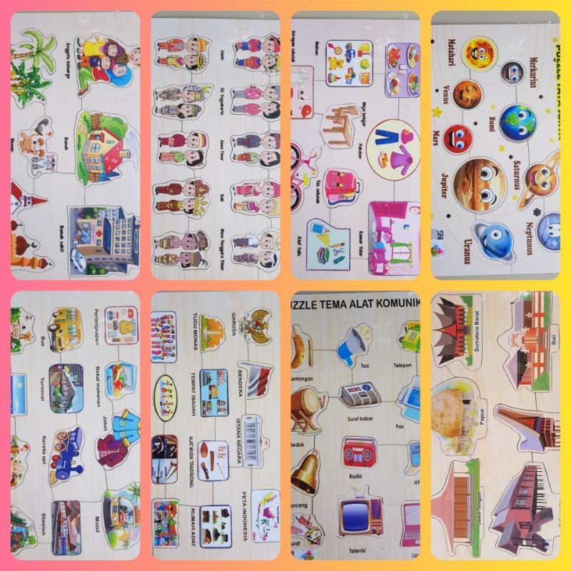 Mainan Puzzle Kayu,Peraga Tanah Airku,Puzzle Alat Komunikasi,Puzzle Lingkungan,Puzzle Rekreasi,Puzzl