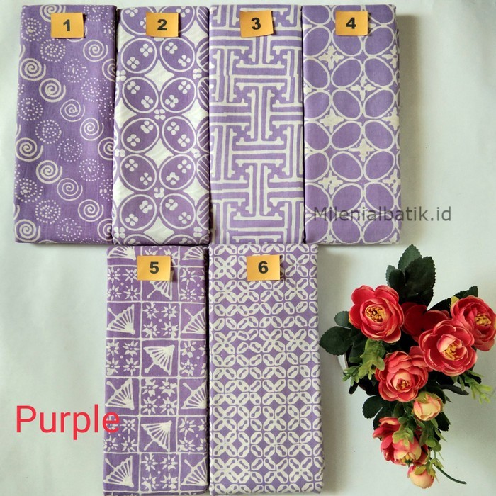 Jarit / Jarik / Kain Batik Cap Garutan Premium Modern Ungu Meteran Original