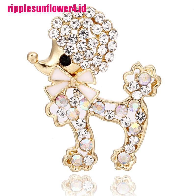 Bros Bentuk Anjing Aksen Kristal Dan Berlian Imitasi