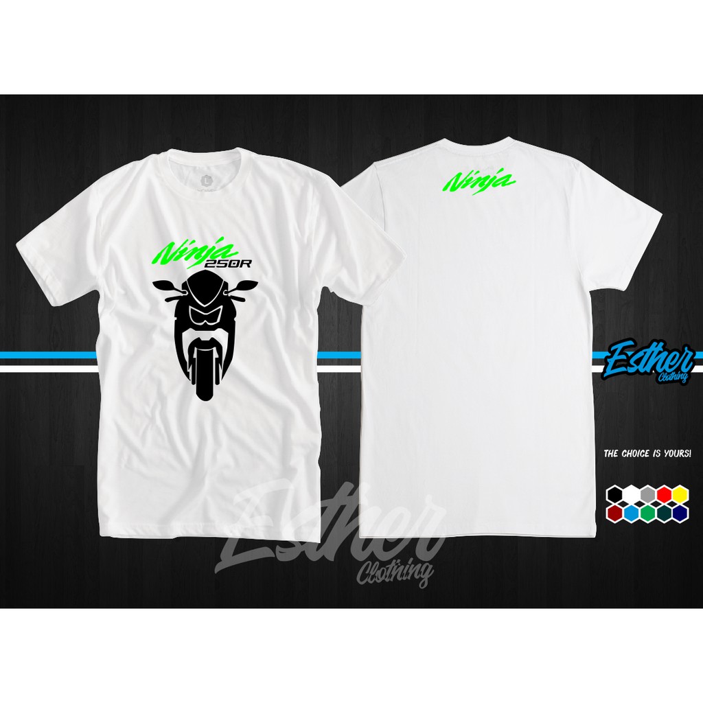 (HOT) Kaos Baju Motor Kawasaki Ninja 250R Siluet Kaos Otomotif  -Esthercloth
