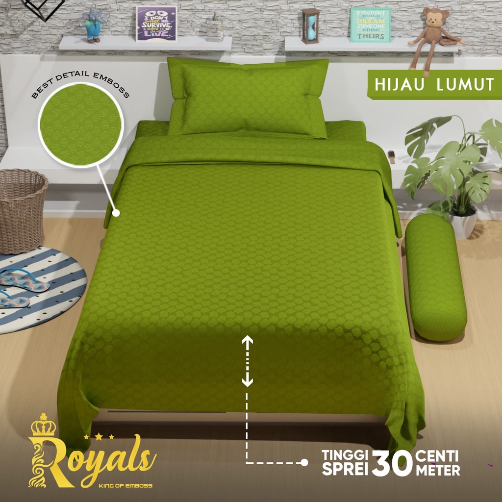 Royals BedCover Set Sprei Uk 120 - Hijau Lumut