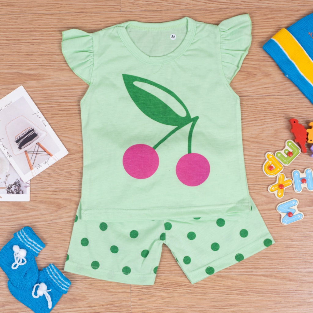 IL - SETELAN ANAK RUFFLE TEE PEREMPUAN MODEL TANGAN KUPU - KUPU / SET ANAK LUCU MOTIF SABLON