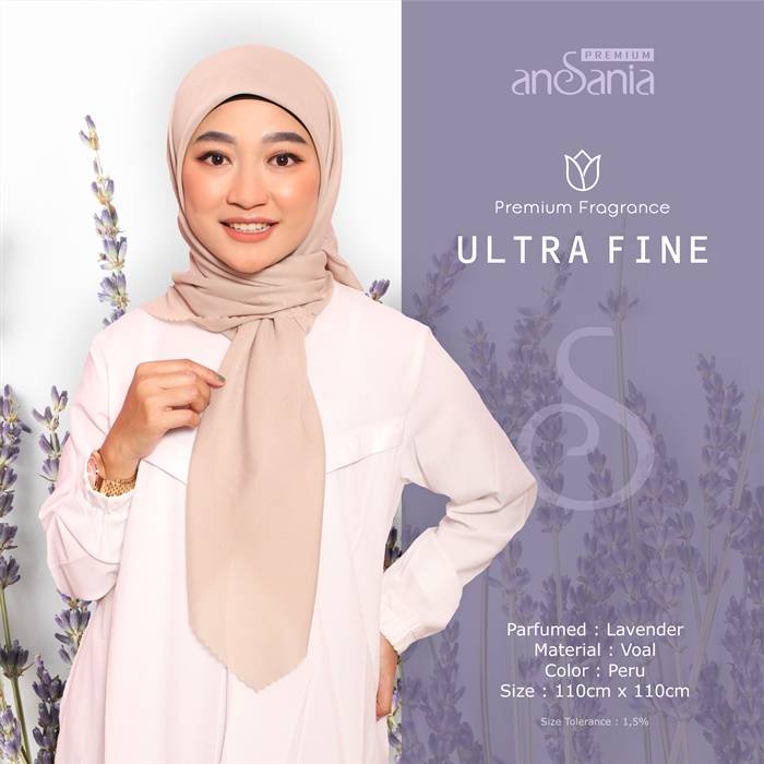 Ansania - Kerudung Hijab Wangi Ansania Premium Ultra Fine Sonic / Laser Cut P= 110cm, L= 110cm, Tole