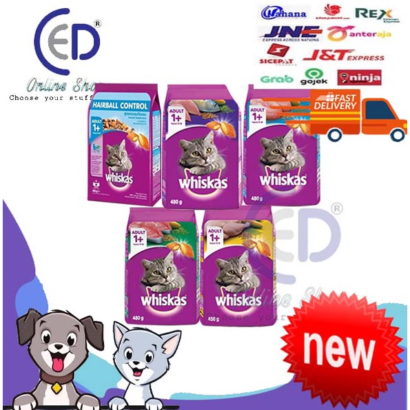 MAKANAN KUCING WHISKAS 450GR DAN 480GR ALL VARIAN