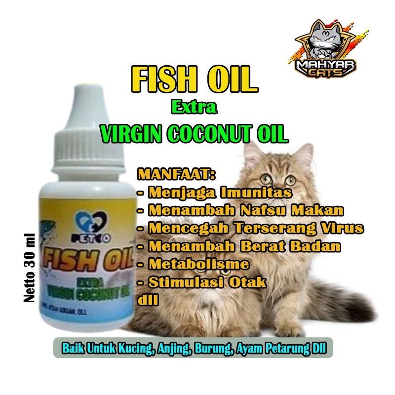 Minyak Ikan Fish Salmon Oil 30 ML Fish Oil Minyak Ikan Salmon Extra Virgin Coconut Oil Vitamin Kucing Anjing Kelinci Vitamin Ayam Petarung Cavy Hamster