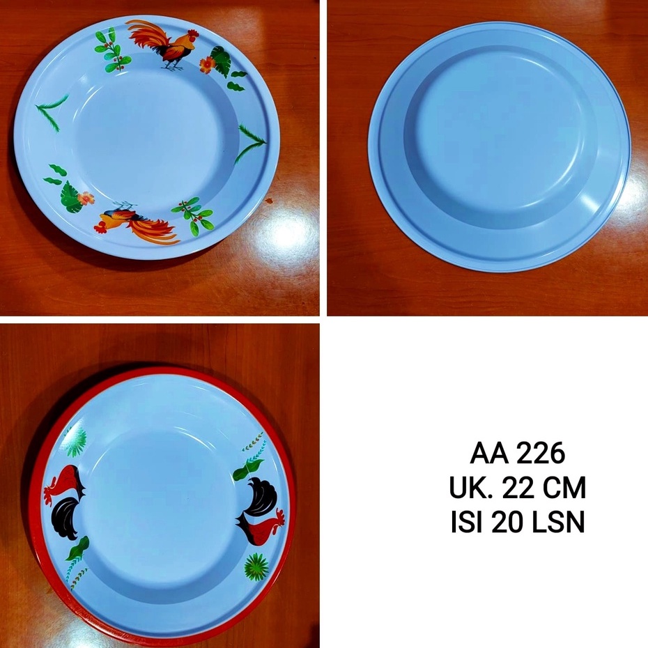 Piring Jadul Seng 6PCS Vintage Motif Ayam Jago 22CM