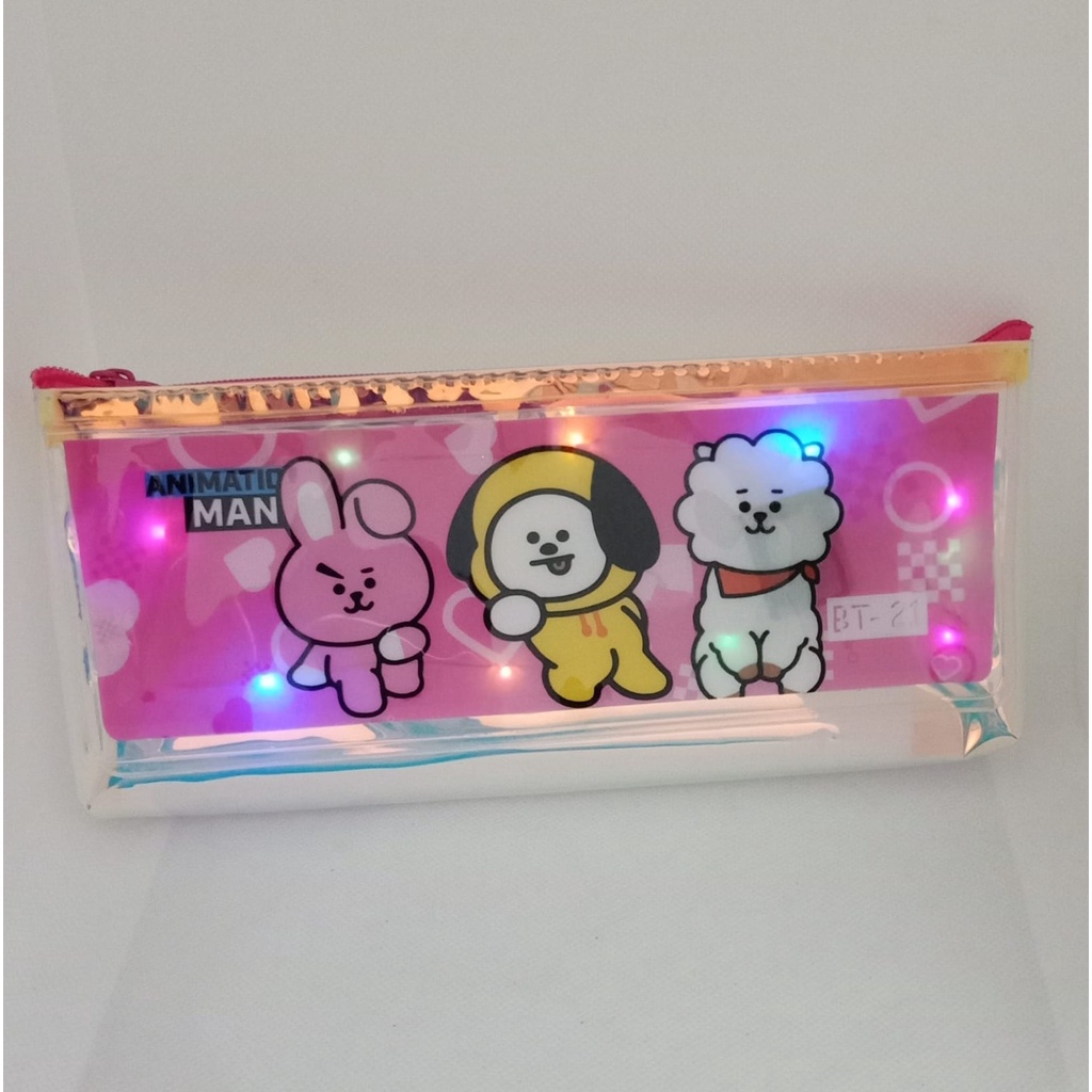 TEMPAT PENSIL ANAK SLETING PEN CASE KOTAK PENSIL DOMPET NYALA LAMPU PC-376 MOTIF KARAKTER LUCU