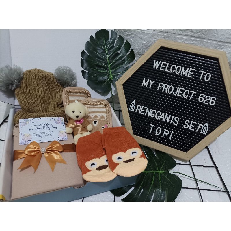 RENGGANIS SET | BABY HAMPERS BAYI GIFT KADO SET | PAKET LAHIRAN BAYI LAKI - LAKI PEREMPUAN UNISEX-Kupluk Coksu
