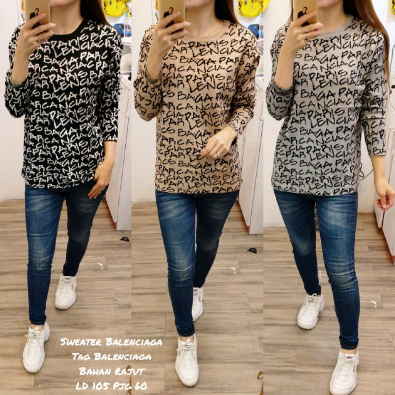 Sweater Balenciaga Bahan rajut all size