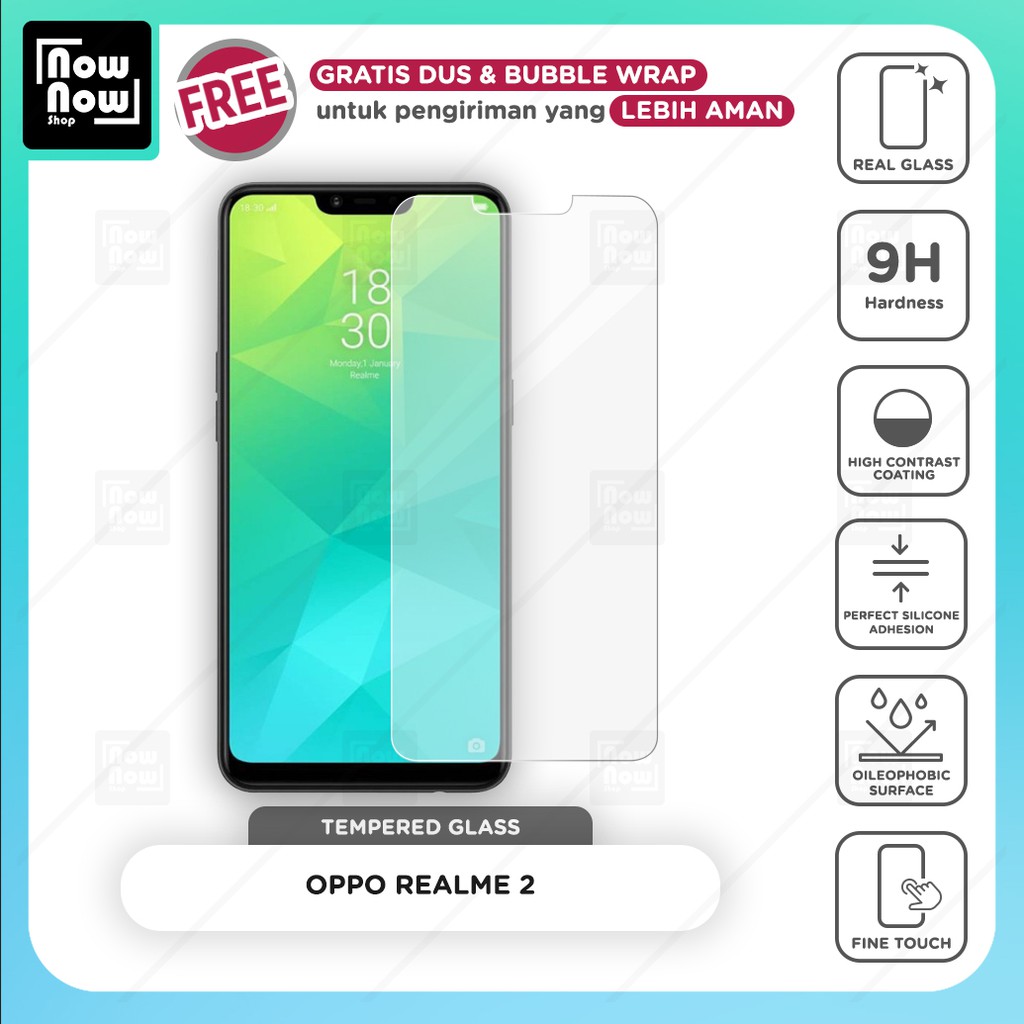 Tempered Glass Anti Gores Oppo Realme 2 Screen Guard Protector 9H Kaca Temperglass