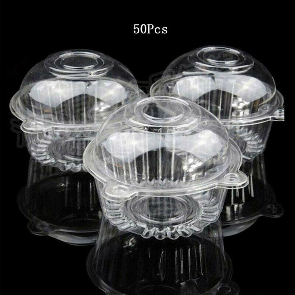 Nanas 50pcs Plastik Cupcake Dapur Disposable Dessert Cups Round Cases Set