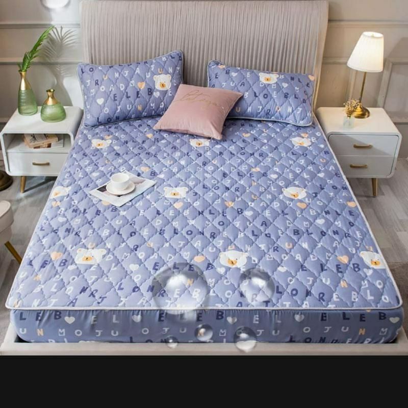 Sprei Sultan Waterproof anti ompol anti tahan air size 180x200 Seprei Adem full Karet-Sprei Alfabet