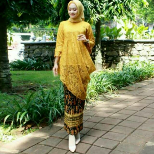 Real pict!!! Setelan kebaya tunik miring aisyah / kebaya modern / kebaya tunik miring