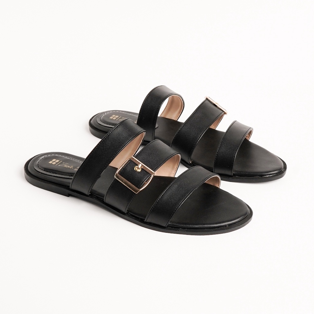 Sandal Wanita Ukuran jumbo Besar Sendal Flat Hitam Cewe Big Size 41 42 43 44 45 simple gaya ZGX-123