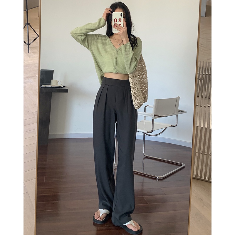 XIAOZHAINV Korean Style Velcro Celana Panjang Wanita High Waist Pants/Celana Kulot Highwaist/Celana Kulot Wanita