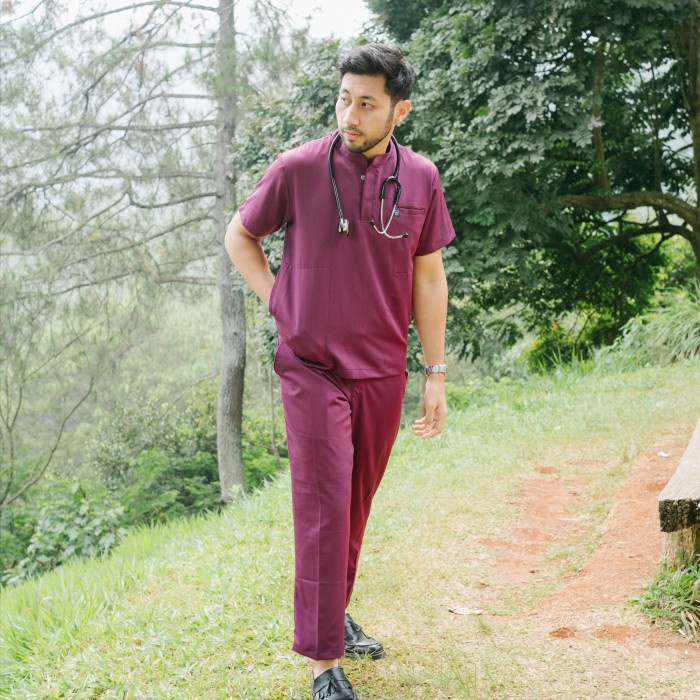 Baju Jaga MANDARIN SS - 2nd Birthday LIMITED EDITION Scrubs Theatre Blues Cardinal Lengan Pendek