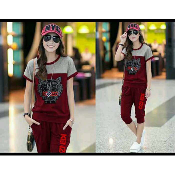 Setelan Kenzo Abu Maroon Casual