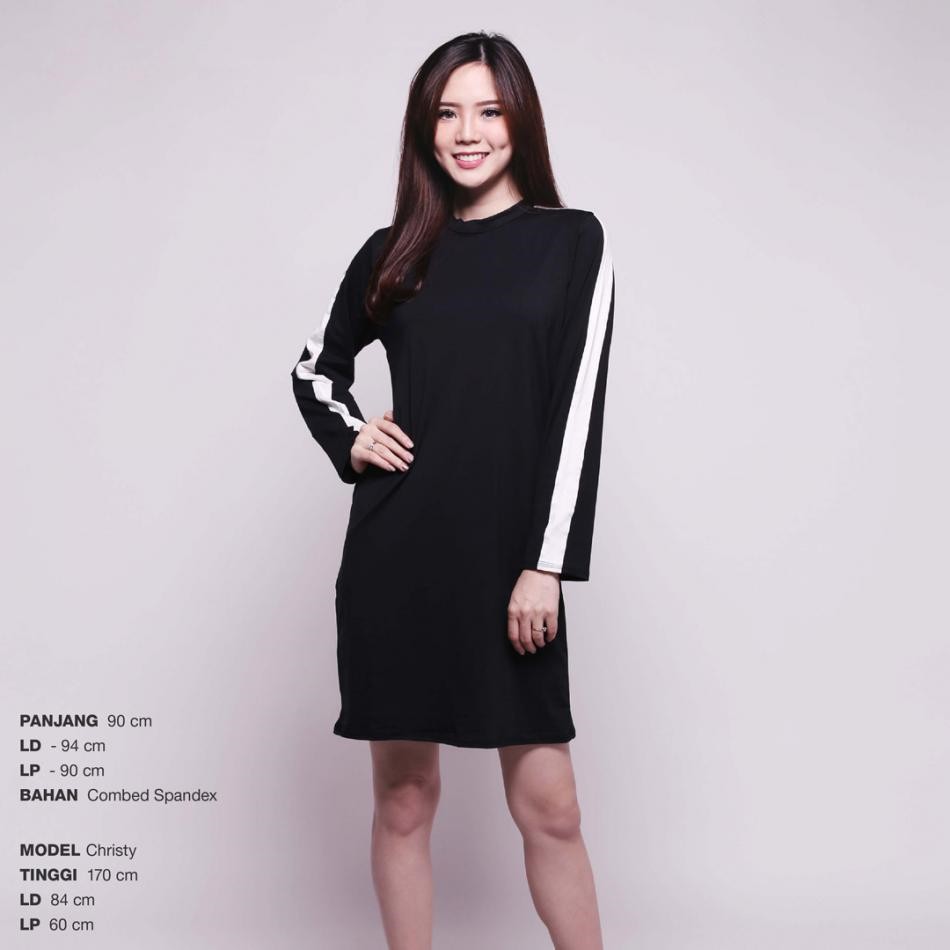 TJ117 - BOYFRIEND STRIPE DRESS / Casual Dress Basic / Baju Terusan Wanita Fashion Trendy Kekinian