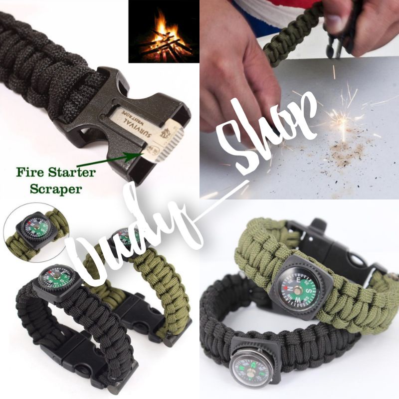 Gelang Paracord Kompas Pendaki Gunung Survival Kit