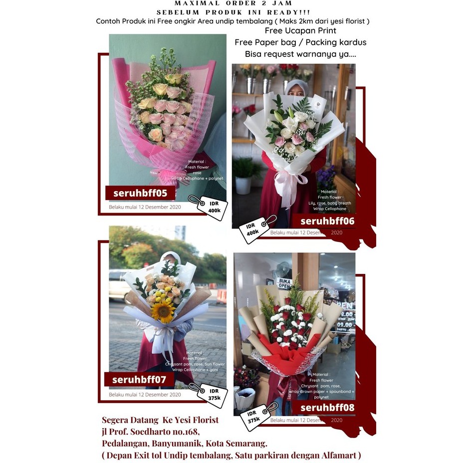 free ongkir area kota semarang ll handbouquet Rose fresh flower by yesi florist ll mawar