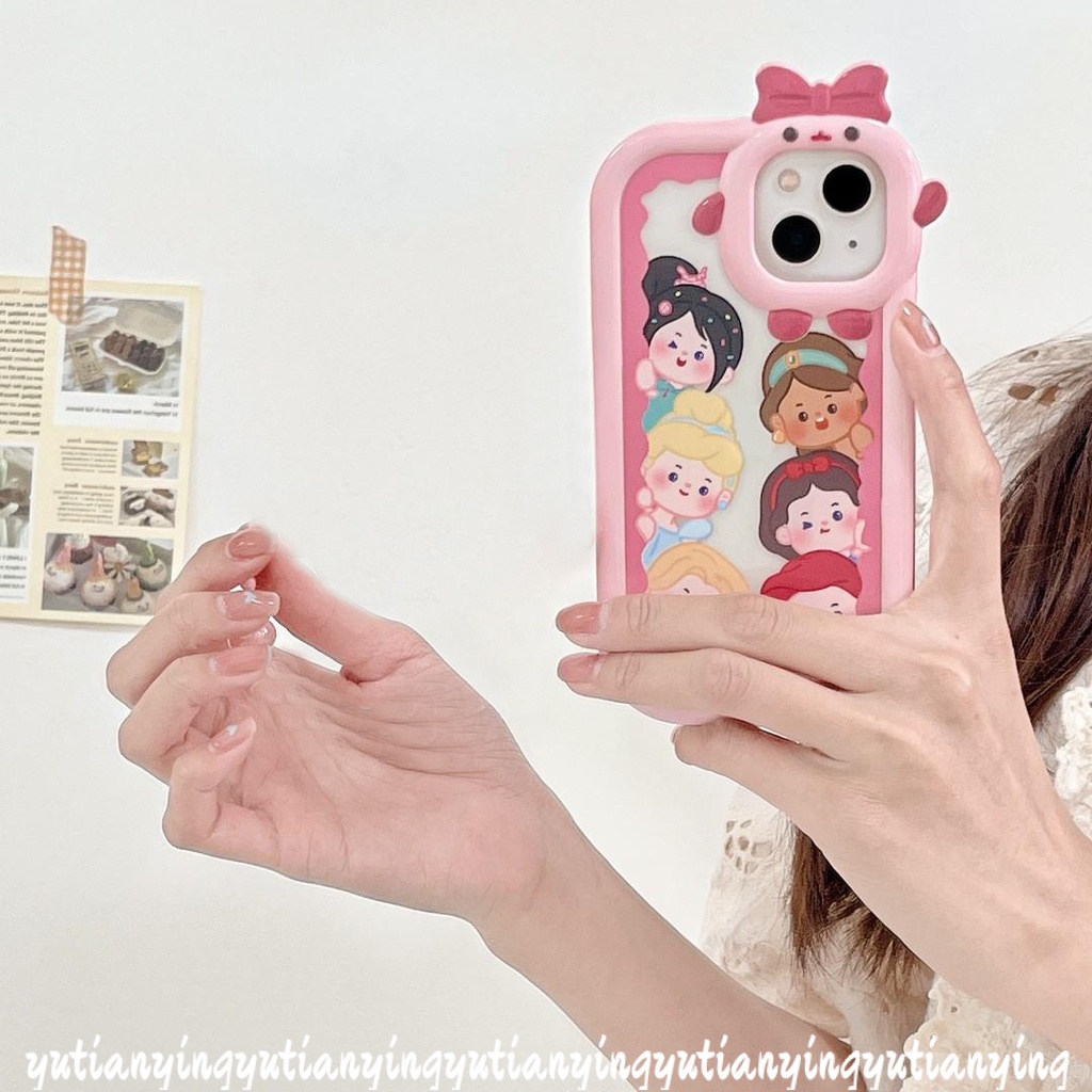 Ins Casing IPhone 11 13 12 14 Pro MAX 7 8 14 Plus 6 6S Plus XR X XS MAX SE Motif Kartun Disney Princess 3D