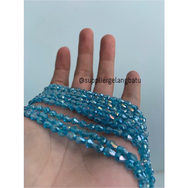 kristal Ceko tetes 6 x 4mm SOFT BLUE crystal bening bross PREMIUM