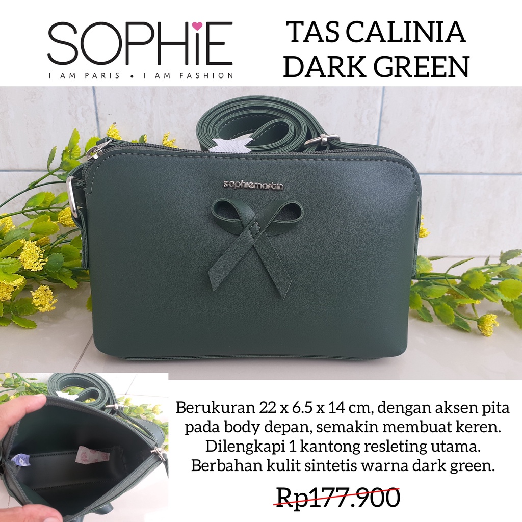 TAS CALINIA DARK GREEN SOPHIE MARTIN PARIS PROMO TAS WANITA HIJAU