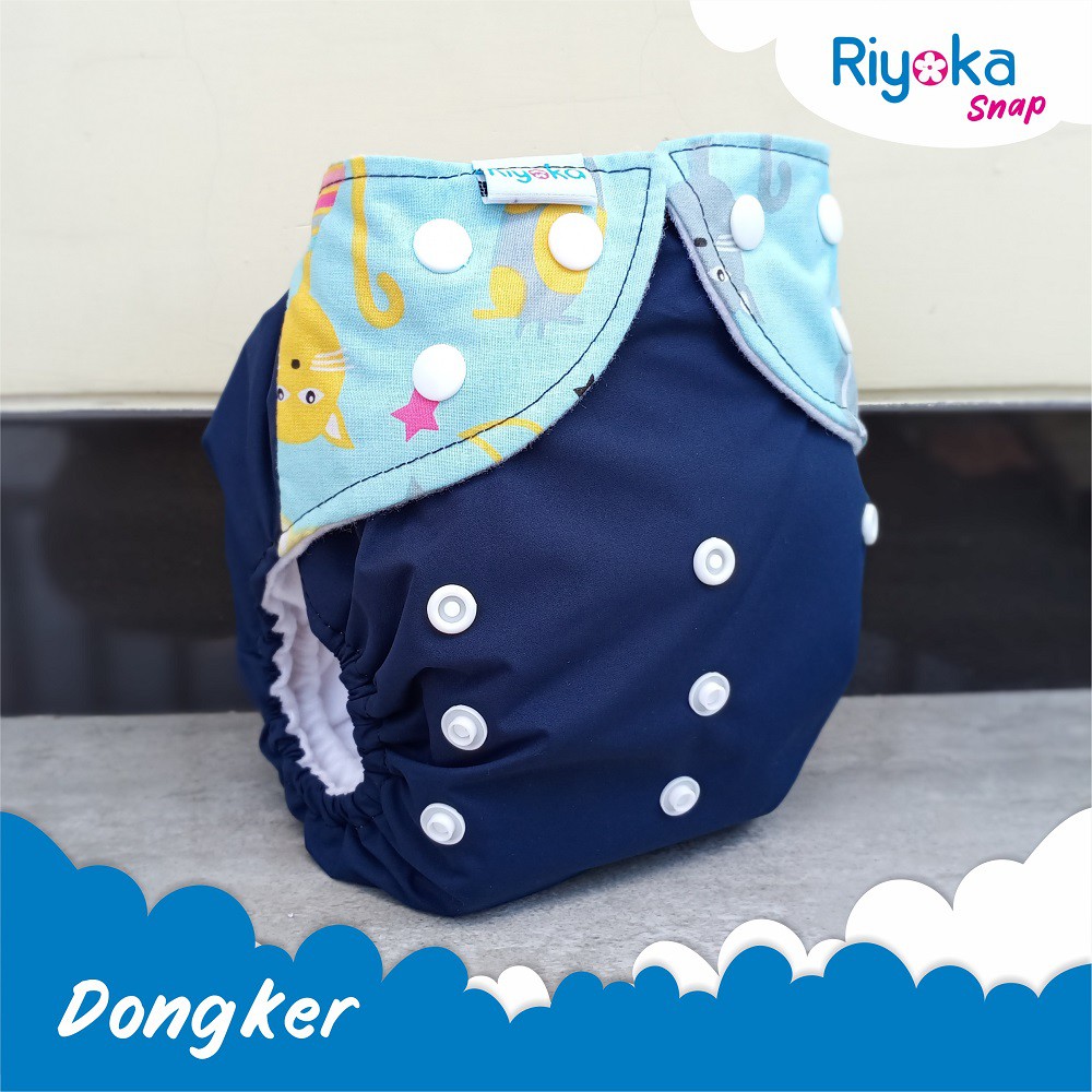 Popok Clodi Riyoka Snab dengan 2 Insert Microfiber Popok Bayi Kain Cuci Ulang