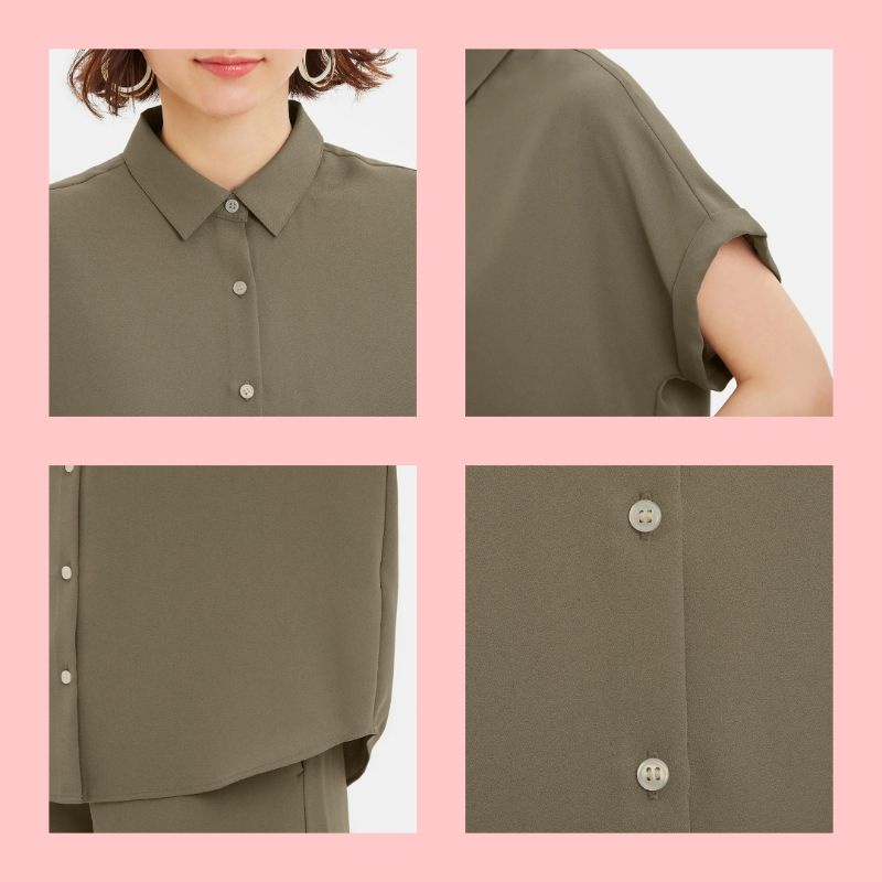 Kemeja Wanita GU by Uniqlo Airy Short Shirt - Baju Kemeja Wanita Lengan Pendek Polos Original-6