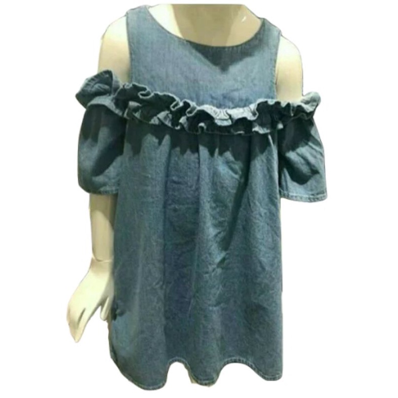 Dress jeans anak  ruffle sabrina