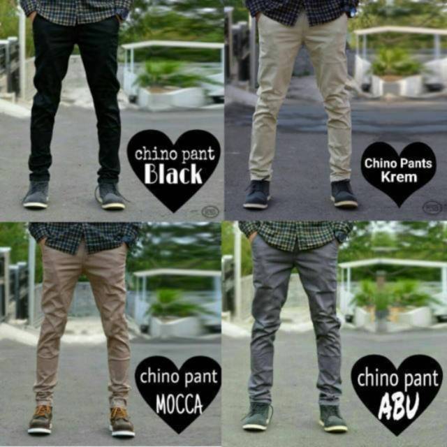 CELANA Pria Panjangchino SLIMFIT KERJA HARIAN HITAM MOCCA ABU GREY KREAM CREAM Sz 27 - 38          :