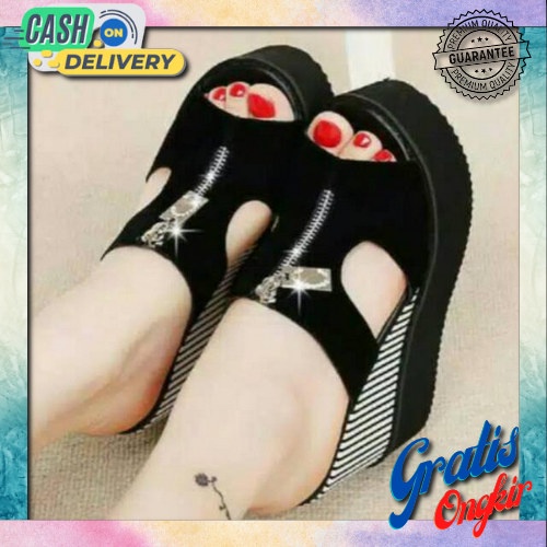 Sepatu Kasual Wedges Wanita Porto Karet - Ros Lt72 Monna Vania - [3 Warna] Wedges 5 Cm Slip-On Women
