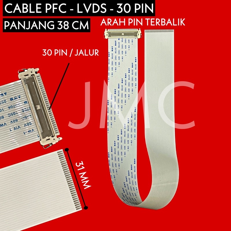 1pcs kabel lvds 30pin 38cm cable Tcon Tikon Lcd Led Panel fleksible 30 pin 38 cm beda arah