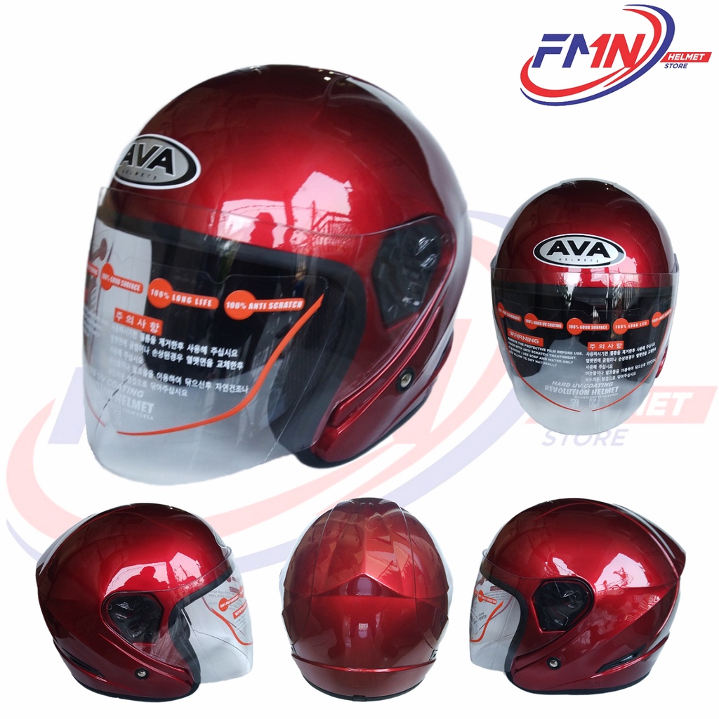 Helm Half Face AVA/BGD Tipe X2 Merah Marun Glosy SNI Original