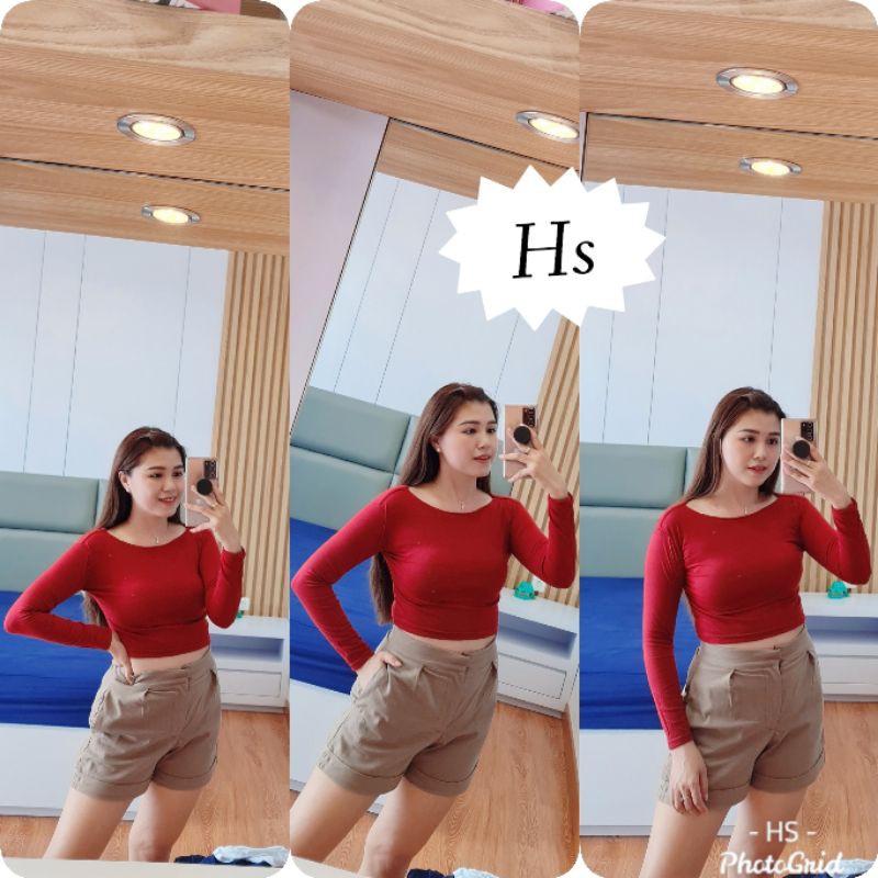 YENNI CROP BASIC PJG/CROP BASIC TANGAN PANJANG/CROP KOREAN