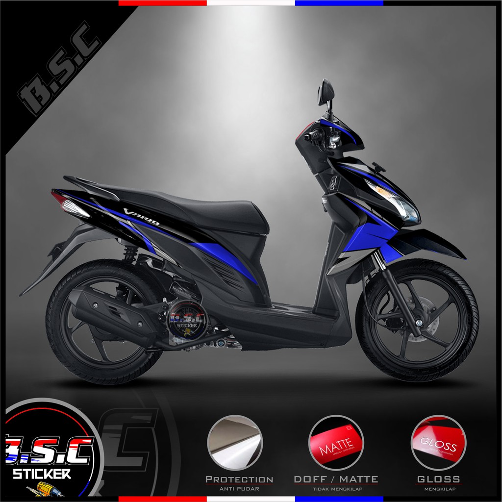 Sticker Motor Stiker Decal FULL BODY Vario 110 ESP Vario Remot Motif Flash Tech Blue