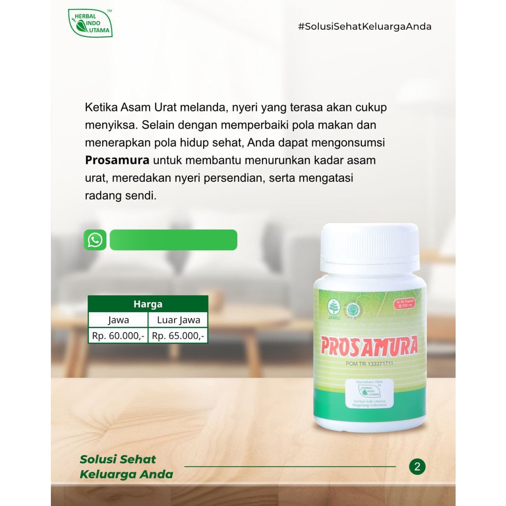 

PROSAMURA ,obat asam urat dan nyeri sedi HERBAL INDO UTAMA HIU