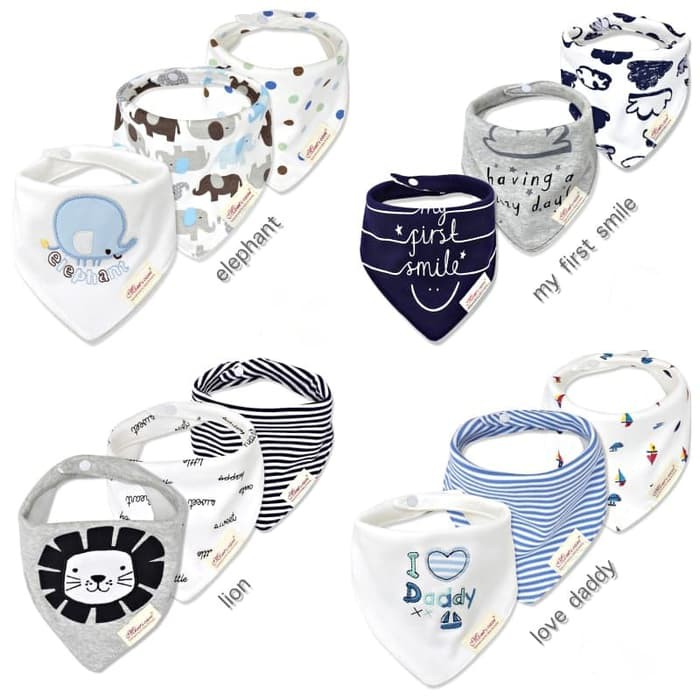 PROMO BAJU ANAK MOMS CARE 3-Piece Slabber Segitiga - Celemek Bayi - Baby Bibs