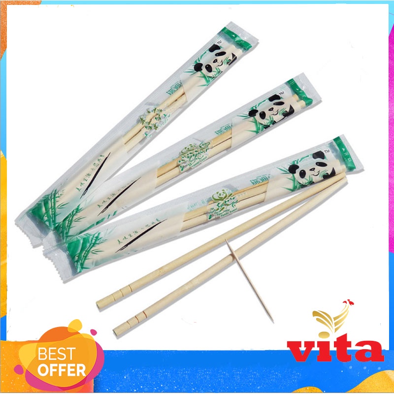 Sumpit + Tusuk Gigi Bambu 1 Pack 50 Pasang