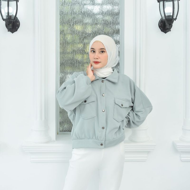 promo jaket wanita ter updet) JAKET OLIN BUTTON-Hijau mint