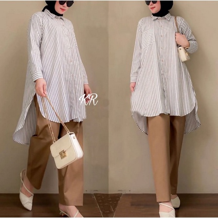 Setelan Tunik Wanita Muslim Jumbo Busui Mewah Adem Model Ramadhan Kekinian Terbaru Lebaran 2022 Set 