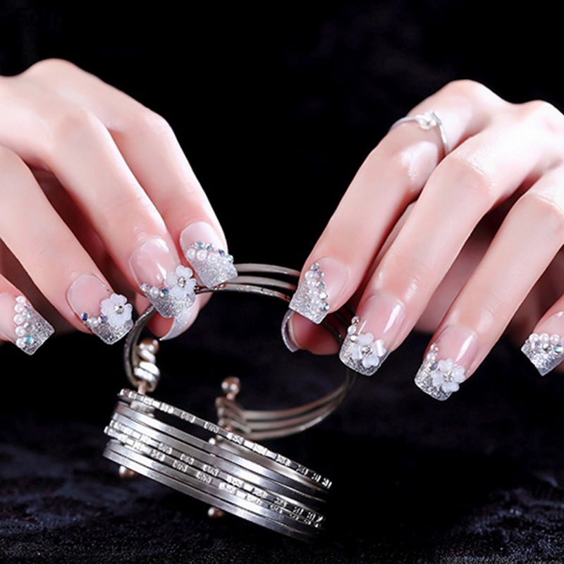 [FULL] 24Pcs Shining False Nails Wearable Fake Press On Nail