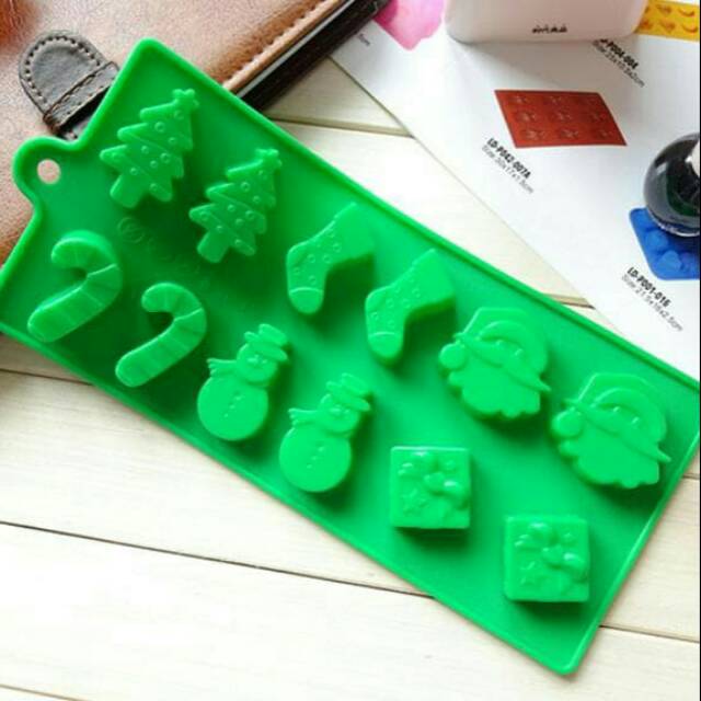 Cetakan coklat puding es batu natal xmas silicone mold