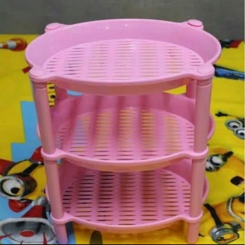 Rak Mini Plastik Oval Serba Guna Susun 3 / Rak Plastik Kecil Oval Susun 3