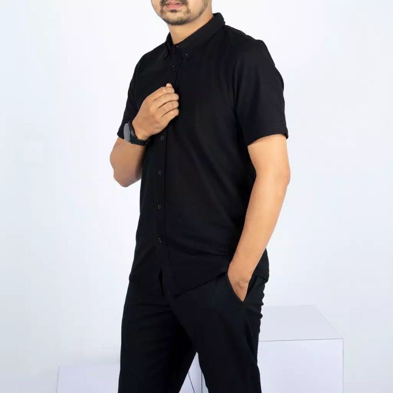Kemeja Pendek Pique Polos