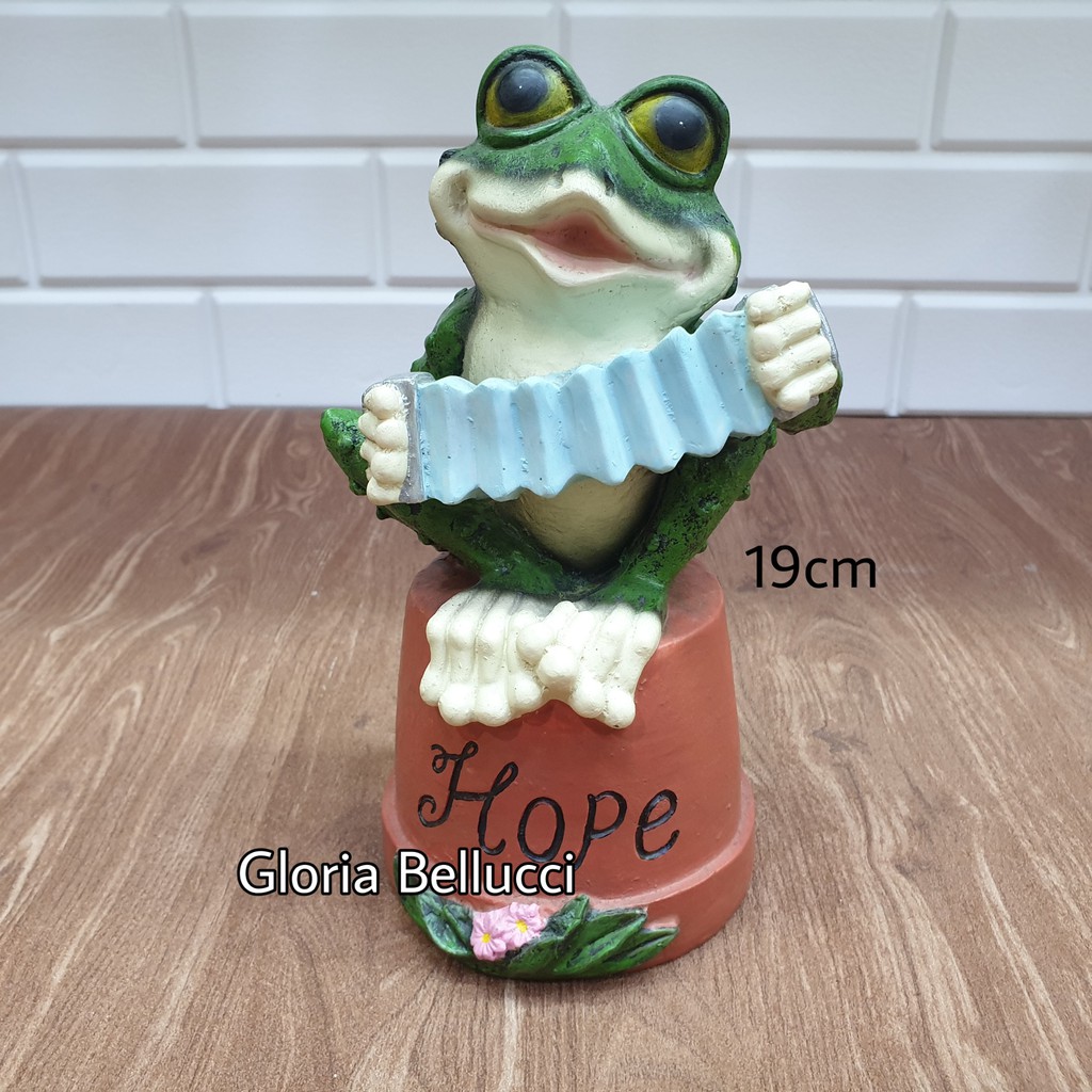 patung pajangan kodok miniatur frog musik hope katak