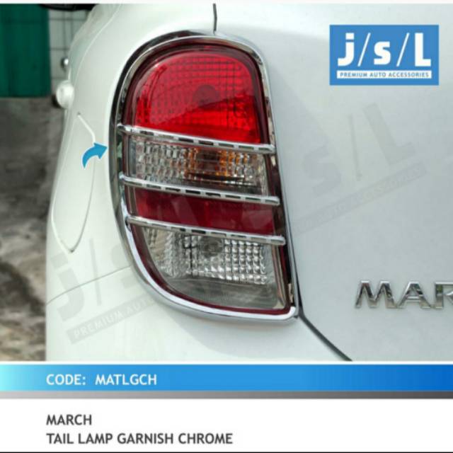 Garnish lampu belakang Nissan March/ tail lamp garnish chrome jsl