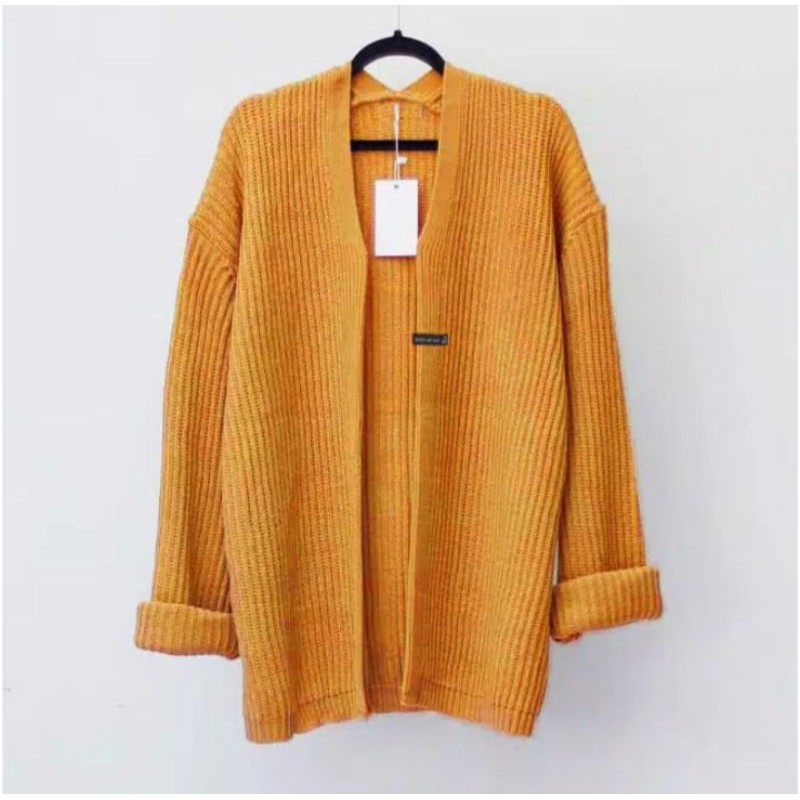 KARDIGAN RAJUT BRESKA / kardigan rajut casual / kardigan outer-Mustard