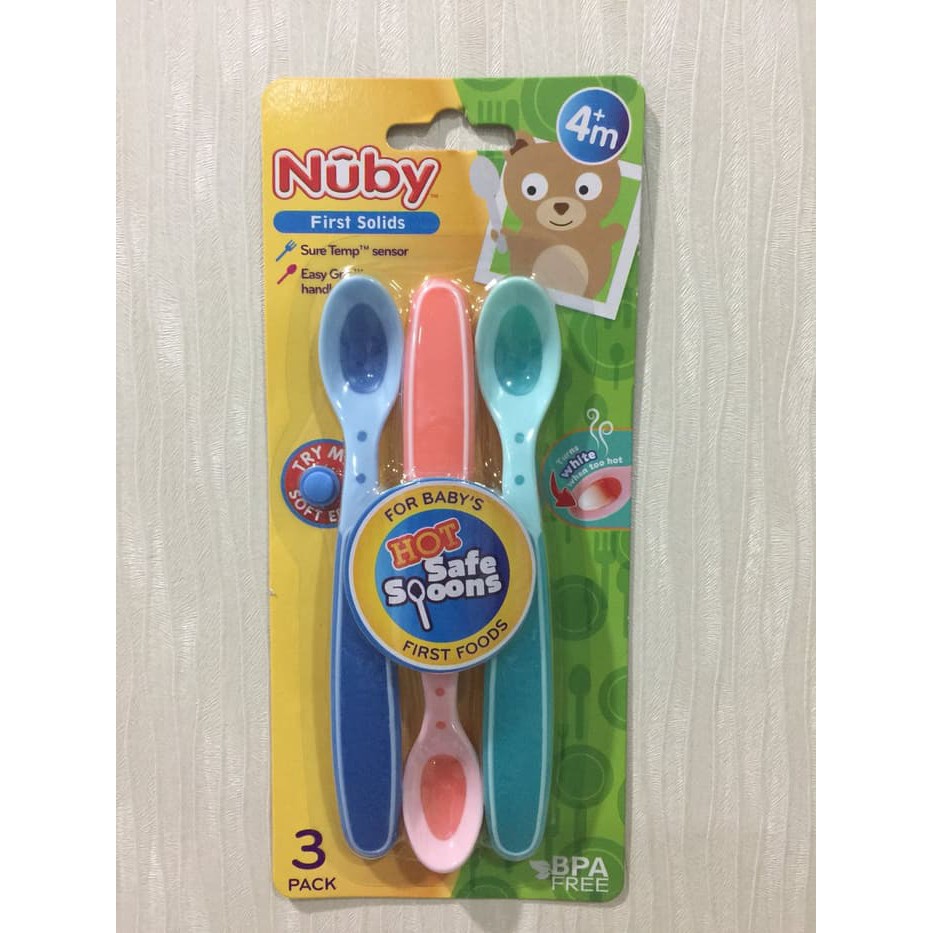 Nuby  Hot Safe Spoons - Sendok Sensor Panas  BPA FREE