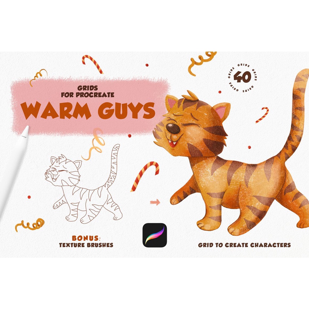 Procreate Brush - Warm Guys Grid for Procreate